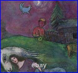 1947 SIGNED CHAGALL LIMITED Color Lithograph Dreamers of the Night FRAMED COA