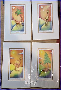 4 x Abbie Carr signed ltd edition Animal Fine art print With COA Card Mounted