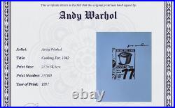 Andy Warhol, Orig. Hand-signed Lithograph with COA & Appraisal of $3,500%