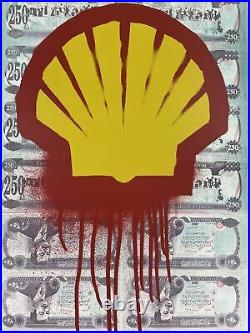 Beejoir Shell Blood For Oil Street Art Graffiti signed limited edition withCOA