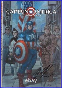 Captain America Red White & Blue Hc Dynamic Forces Signed Alex Ross Coa Marvel