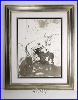 DALI 1967 ORIGINAL Limited Biblia Sacra Lion & Ox Grazing SIGNED Framed COA