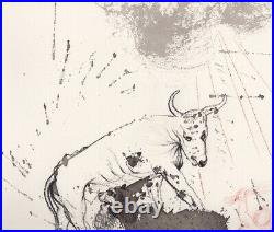 DALI 1967 Signed Original Limited Biblia Sacra Lion & Ox Grazing Framed COA