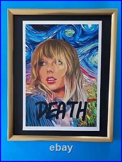 DEATH NYC Hand Signed LARGE Print COA Framed 16x20in Taylor Swift Van Gogh Pop