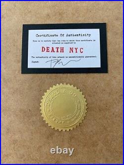 DEATH NYC Hand Signed LARGE Print Framed 16x20in COA Pacman Banksy Style X/100