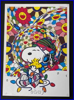 DEATH NYC Hand Signed Snoopy Print Framed 16x20in. COA Murakami Schultz X/100