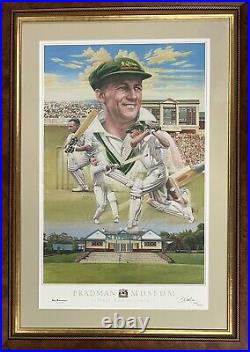 DON BRADMAN Signed Print Brian Clinton Limited Edition Museum Framed COA