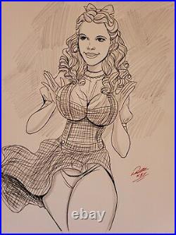Dorothy Gale Ink Pencil Comic Art Drawing Sketch Illustration Sign COA 8.5x11