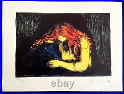 Edvard Munch Lithograph COA Original Signed Numbered Hand Limited