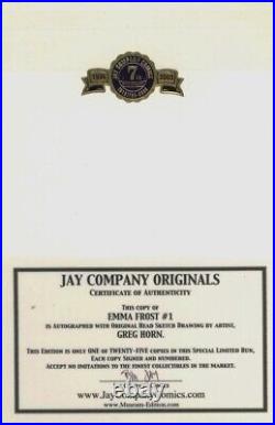 Emma Frost #1 Signed Greg Horn Remarked Sketch Jay Company Coa Ltd 25 Marvel