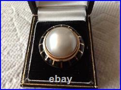 Erte Black Onyx & Mabe Pearl Soleil Noir Domed Ring Limited Edition 42/75 COA