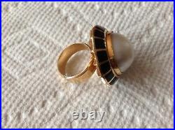 Erte Black Onyx & Mabe Pearl Soleil Noir Domed Ring Limited Edition 42/75 COA