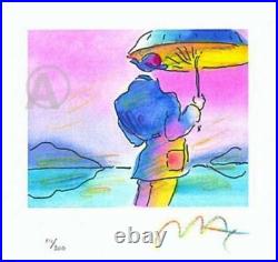 Exciting Peter Max Hand Signed Umbrella Man Limited Edition Lithograph with COA