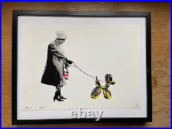 FRAMED RARE DEATH NYC QUEEN WALKS BALLOON DOG Print 45cmx32cm COA not Banksy