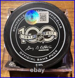 GEM! Brian Leetch AUTO SIGNED Limited 100th NHL Anniversary Game Puck- BAS COA