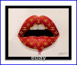 Give Kiss Lips Print Limited Edition on Canvas Signed, COA, Pop Art