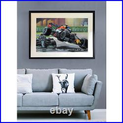 Hamilton & Verstappen F1 Crash Limited Edition Large Framed Giclee Print COA