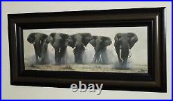 JONATHAN TRUSS (b. 1960) Large Limited Edition Canvasboard Print Elephants + COA