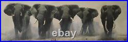 JONATHAN TRUSS (b. 1960) Large Limited Edition Canvasboard Print Elephants + COA