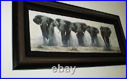 JONATHAN TRUSS (b. 1960) Large Limited Edition Canvasboard Print Elephants + COA