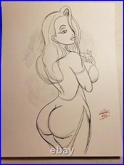 Jessica Rabbit Ink Pencil Comic Art Drawing Sketch Illustration Sign COA 8.5x11