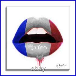 Kiss France Lips Flag Print Limited Edition on Canvas Signed, COA, Pop Art