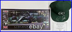 LEWIS HAMILTON Signed CAP + Limited Edition World Champion Print Mercedes F1 COA