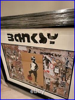 Large Banksy framed Copyright Ball Boy art signed by Banksy COA AFTAL