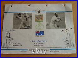 Large Signed Fdc Limited Edition Len Hutton And Don Bradman With Coa