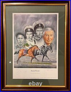 Lester Piggott Horse Racing Legend 100% Hand Signed & Framed Limited Print & COA
