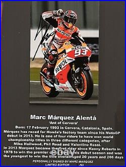 MARC MARQUEZ Autograph Signed Photo 4x6 Limited Edition #1/93 MotoGP FRAMED COA