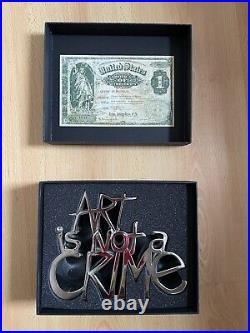 MR BRAINWASH Art Is Not a Crime Silver Limited Sculpture #d HAND SIGNED COA