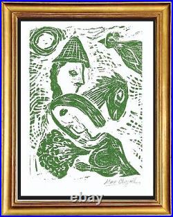 Marc Chagall Hand Signed Ltd Edition Print Couple & Horse with/COA (unframed)
