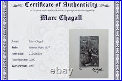 Marc Chagall, Original Print Hand Signed Litho with COA & Appraisal of $3,500/