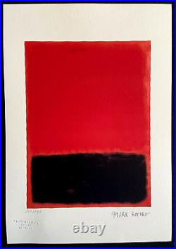 Mark Rothko Lithograph COA Original Signed Numbered Limited 180 Ex Stamp