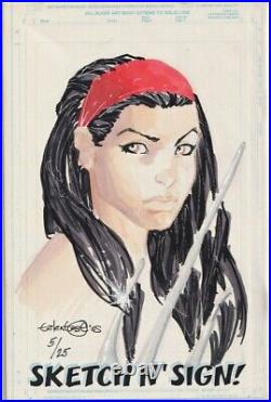 Marvel Sketch N Sign Signed Talent Caldwell Remarked Elektra Jay Company Coa