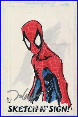 Marvel Sketch N Sign Signed Talent Caldwell Remarked Spider-man Jay Company Coa
