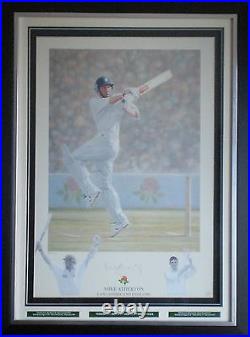 Michael Atherton Signed Cricket Limited Edition Print Display Framed AFTAL COA