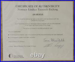 Norman Lindsay SIGNED Limited Edition Arabiana Facsimile Etching COA