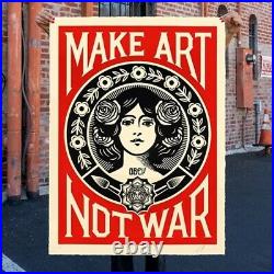 Original Limited Edition Shepard Fairey Obey Make Art Not War Dated Signed Coa