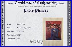 Pablo Picasso, Original Hand-signed Lithograph with COA & Appraisal of $3,500