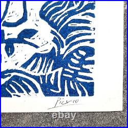 Pablo Picasso Original Linocut Block Artwork Blue Dove Of Peace WithCOA unframed