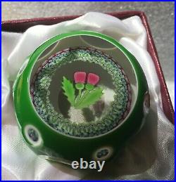 Perthshire 1988 Limit Edition Thistle Flower Double Overlay Paperweight +Box COA