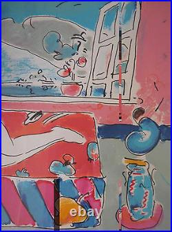 Peter Max By the Window Framed Limited Edition Serigraph Hand Signed COA