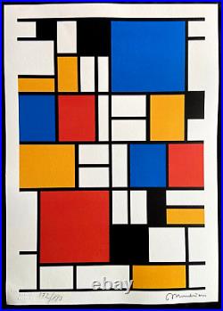 Piet Mondrian Lithograph COA Original Numbered Limited Signed Stamped