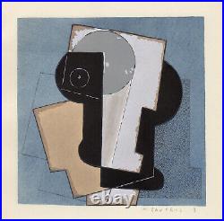 Pleasing HENRI LAURENS Limited 1929 Pochoir Cubist Portrait Signed FRAMED COA