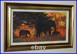 ROLF HARRIS (1930-2023) Framed Limited Edition Print Elephants Backlit Gold +COA