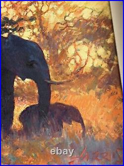 ROLF HARRIS (1930-2023) Framed Limited Edition Print Elephants Backlit Gold +COA