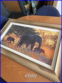 ROLF HARRIS (1930-2023) Framed Limited Edition Print Elephants Backlit Gold +COA