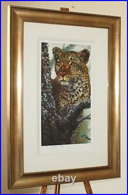 ROLF HARRIS (1930-2023) Large Limited Edition Print Leopard'Alert For Prey' COA